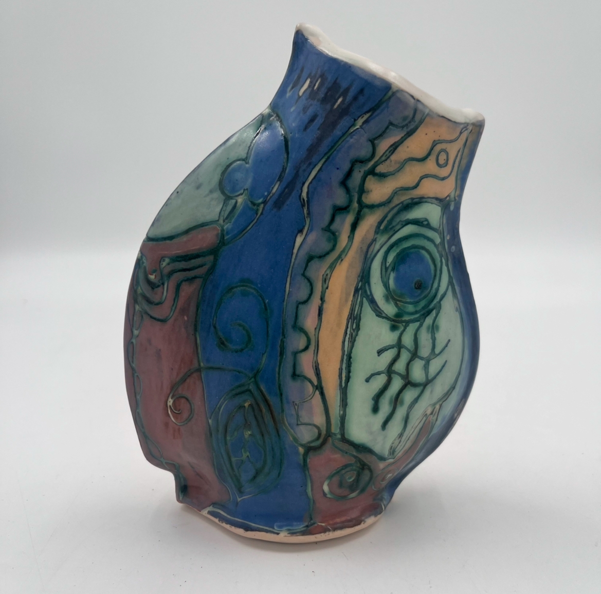 Reflection of a Fish Vase jo taylor, reflection of a fish vase, pottery, ceramic, underglaze