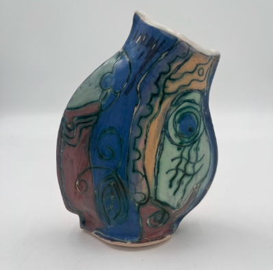 Reflection of a Fish Vase jo taylor, reflection of a fish vase, pottery, ceramic, underglaze