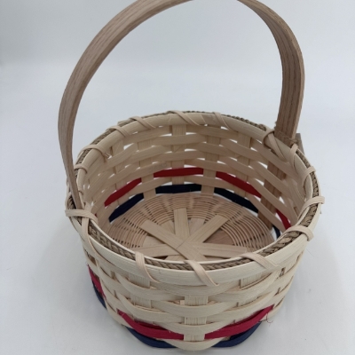 Round Red, White and Blue Basket april mccartney, round, patriotic basket