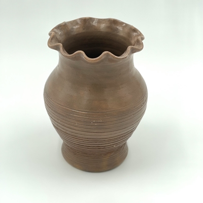 Scalloped Edge Vase Allen Ham, pottery, black belt treasures, vase, handmade, folk art, 