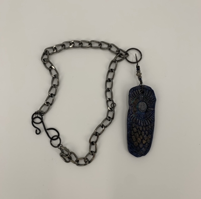 Shibori rebecca koontz, necklaces, steel, ceramic pendnat