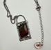 Silver Necklace with Fossilized Bone & Agate - 14447