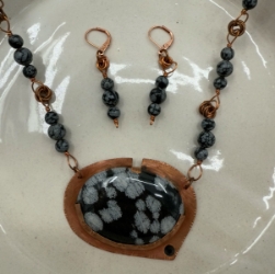 Snowflake Obsidian Set lisa lemler, dalis designs, snowflake, snowflake obsidian, obsidian necklace, set,  jewelry, necklaces, accessories
