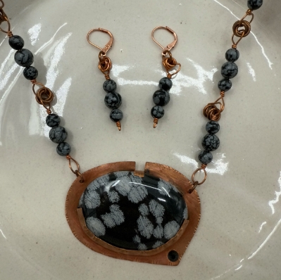 Snowflake Obsidian Set lisa lemler, dalis designs, snowflake, snowflake obsidian, obsidian necklace, set,  jewelry, necklaces, accessories