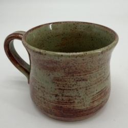 Soup Mug  carol lammon, mug, pottery, ceramic, clay, green, brown 