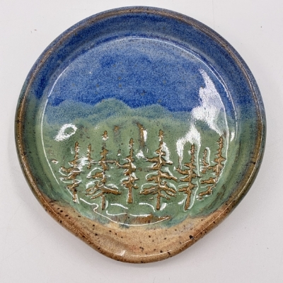Spoon Rest carol lammon, spoon rest, ceramic, pottery, clay, trees, forest