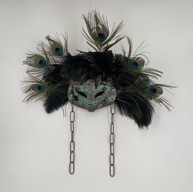 Steam Punk Masquerade Lisa Lenox, mixed media, black belt treasures, folk art, sculptures,