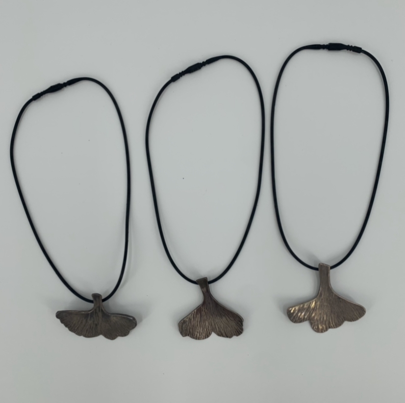 Sterling Silver Ginko Leaf charlie munoz, munoz, sterling silver, necklace, silver necklace, ginko leaf, silver ginko leaf, ginko leaf necklace, leaf necklace, 
