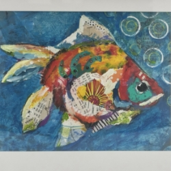 Sunfish sharon, sharon dozier, dozier, sunfish, acrylic, painting, framed 