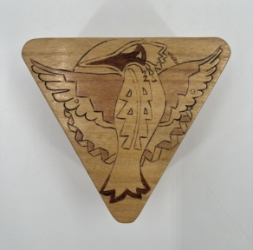 The Bird Tri-box richard wilson, the bird tri box, wooden carved triangle shaped box
