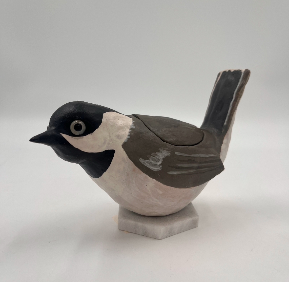 "The Birds" Boxes suzanne jensen, the birds boxes, pottery, ceramic, clay, painted, hidden, hideaway, animals, bird, feathers, key