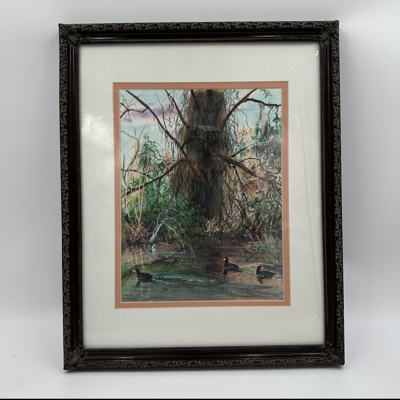 Three Coots Together Lolita Dickinson, painting, art, black belt treasures, three cots together, 