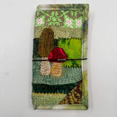 Travelers Journal Cover beth oberle, travelers journal cover, refillable notebooks, journal, writing, green, mushrooms, tie dye