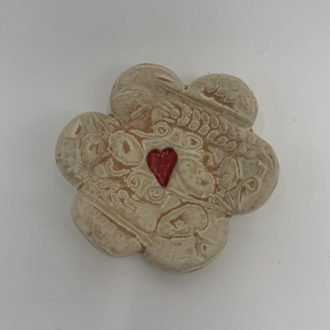 Trinket Dish mary jane moore, trinket dish, ceramic, pottery, lace, heart