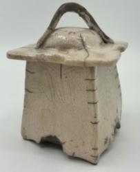 White Crackle Lided Vase Jo taylor, white crackle raku vase, pottery, clay, ceramic, white and grey, gray