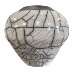 White Crackle Raku Vase 