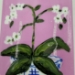 White orchids with blue and white vase - 16718b
