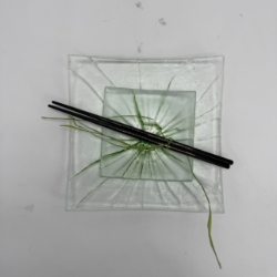 Sushi Plates- Set B  linda englert, sushi, glass, plate, dish, green, black, chop stick