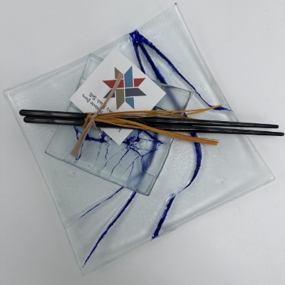 Sushi Plates linda englert, sushi, glass, plate, dish, blue